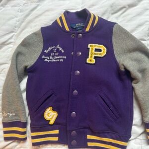 Polo by Ralph Lauren Purple and Gray Kids Varsity Jacket